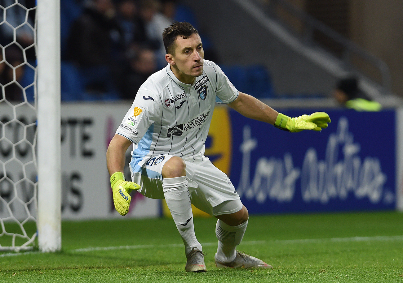 De retour dans les cages havraises après avoir été relayé en Coupe de France par Yohann Thuram, Arnaud Balijon n'a rien pu faire sur le magnifique tir enveloppé de Samuel Kalu.