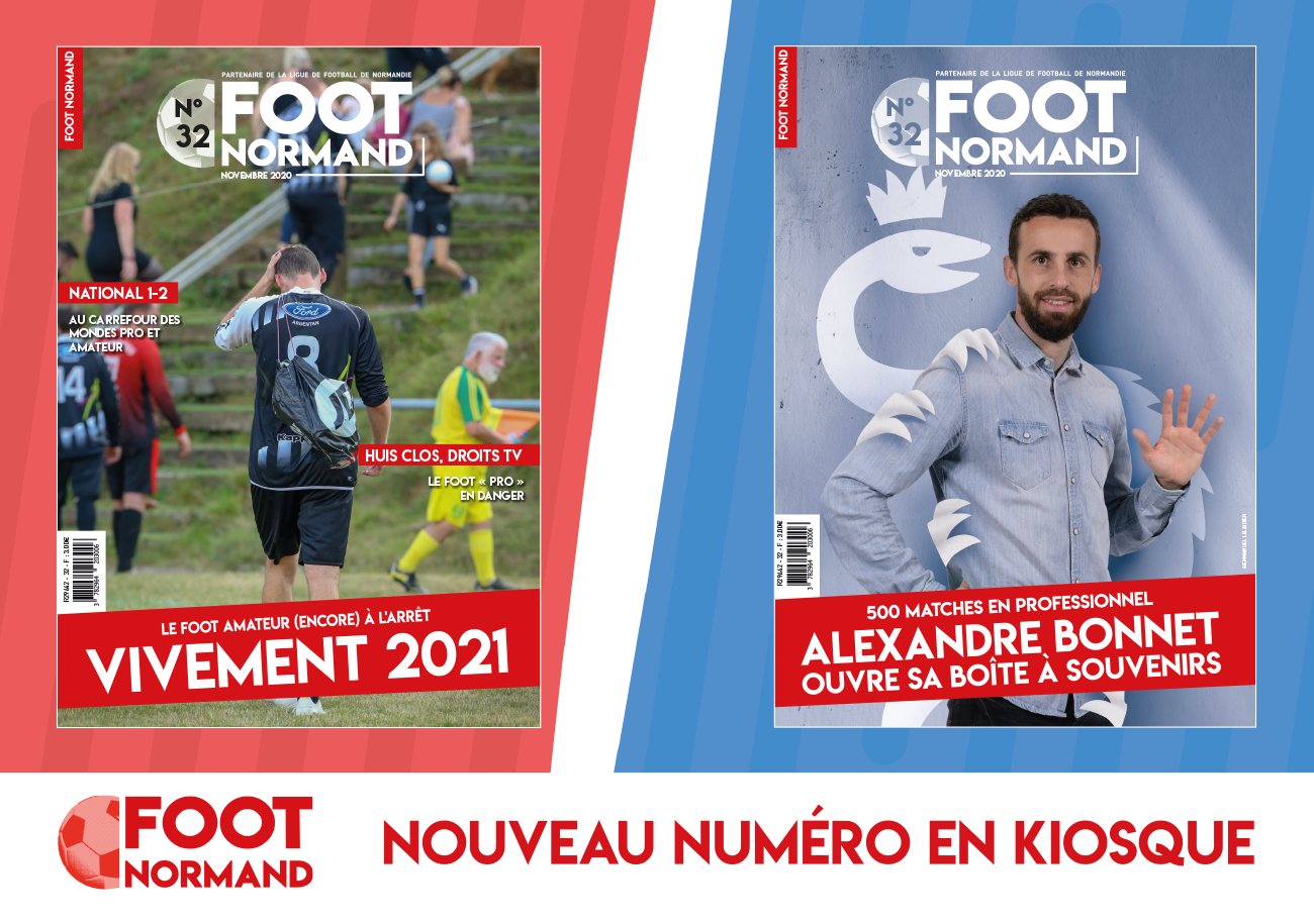 Le Foot amateur à l'arrêt et Alexandre Bonnet, le capitaine du HAC, en UNE du n°32 de FOOT NORMAND.