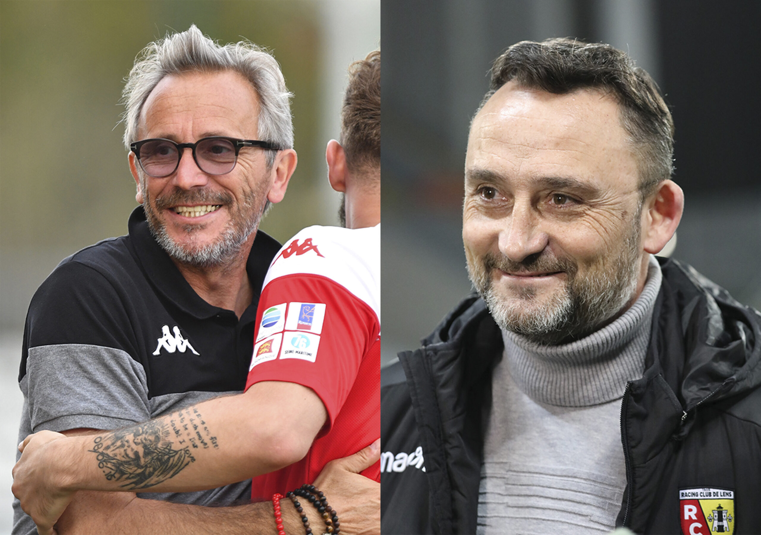 De l'équipe de Normandie minimes à une carrière professionnelle avec le FC Rouen, David Giguel et Franck Haise ne se sont plus quittés, sur et en dehors des terrains, pendant presque 15 ans. ©RC Lens