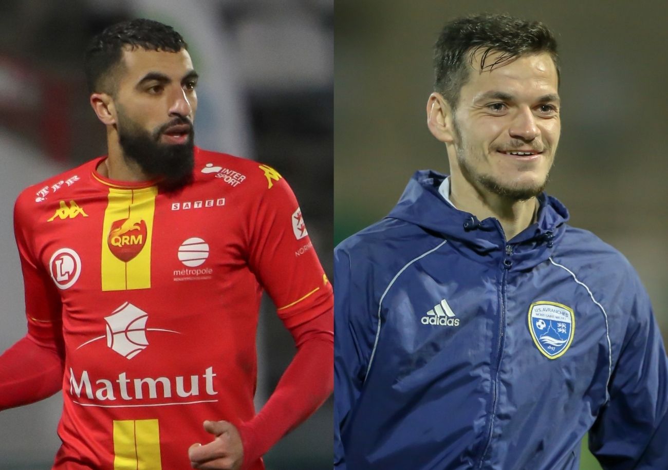 Yassine Bahassa (Quevilly-Rouen) et Pierre Magnon (US Avranches) vont se retrouver pour la troisième fois de la saison. Pour l'heure, chaque équipe l'a emporté à une reprise. ©Damien Deslandes