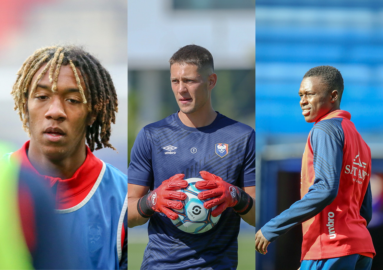 Brahim Traoré, Sullivan Péan et Zeidane Inoussa ont, tous les trois, paraphé un premier contrat professionnel jusqu'en 2024. ©Damien Deslandes