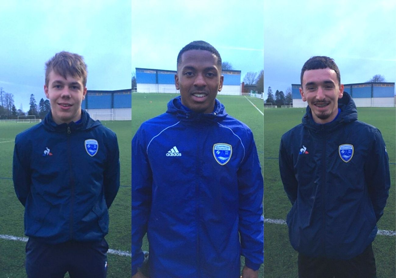 Thibault Simon (à gauche), El Habib Boinali (au milieu) et Mathieu Bouteloup (à droite) font partie de la première équipe U18 de l'histoire de l'US Avranches à avoir atteint les 1/8e de finale de la Coupe Gambardella. ©USAMSM