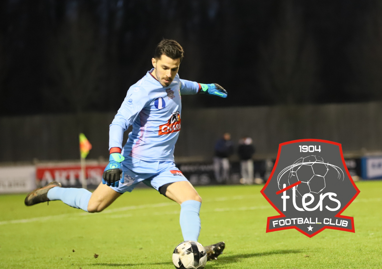 Le gardien et capitaine de Flers Lorry Levionnois croit dur comme fer en les chances de son équipe de retrouver le National 3 la saison prochaine. ©FCFlers