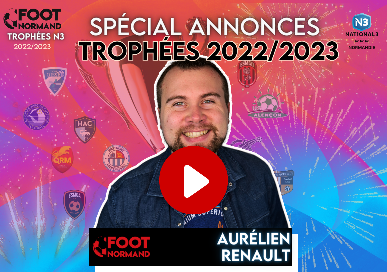 Aurélien Renault vous dévoile ce lundi un programme explosif avec une 24e journée cruciale dans la lutte pour le maintien et bien évidemment les annonces tant attendues concernant les Trophées du National 3 2022-2023.