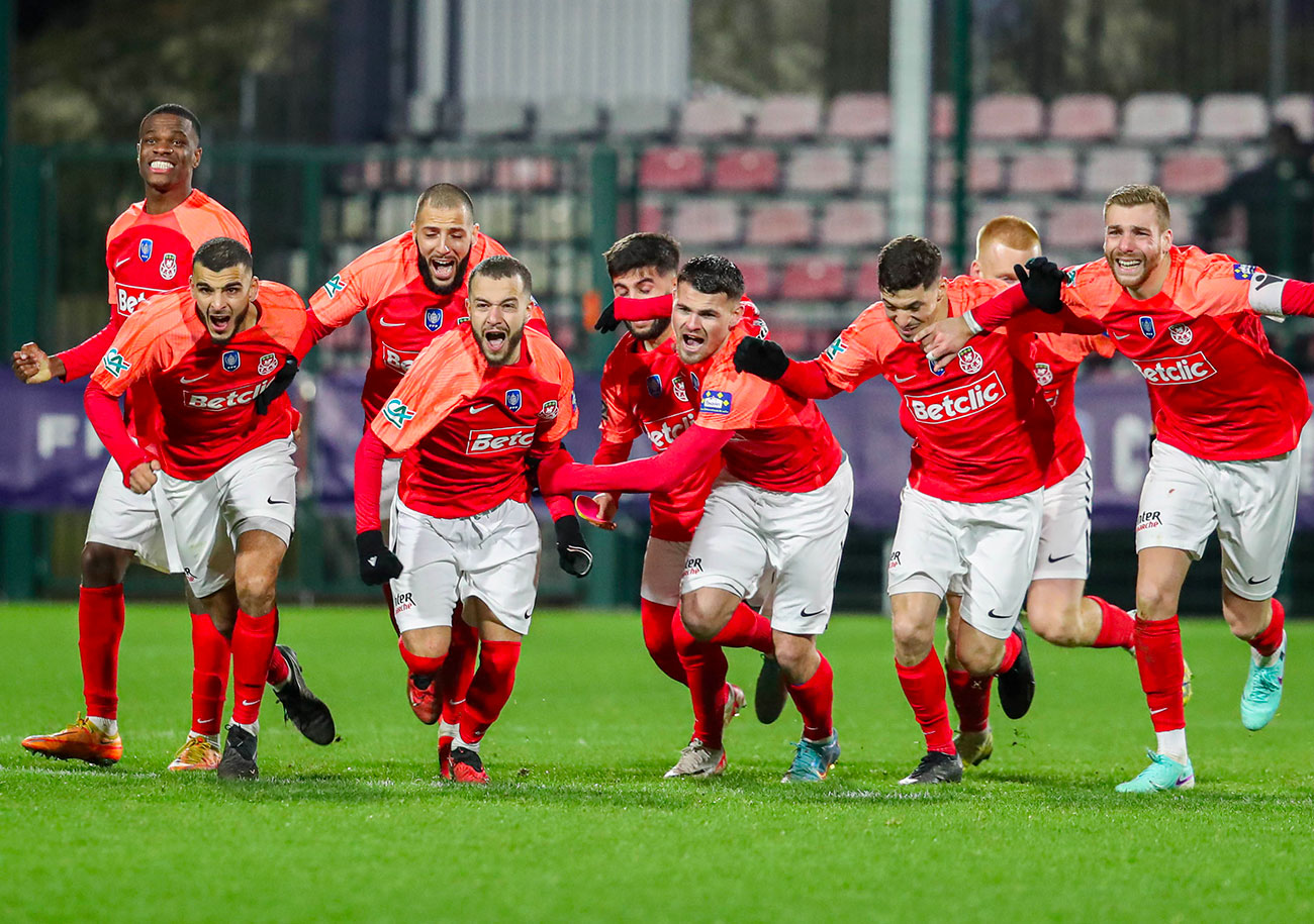 En apprenant qu'ils affronteraient l'AS Monaco en 1/8e de finale, les Rouennais ont explosé de joie. ©Damien Deslandes