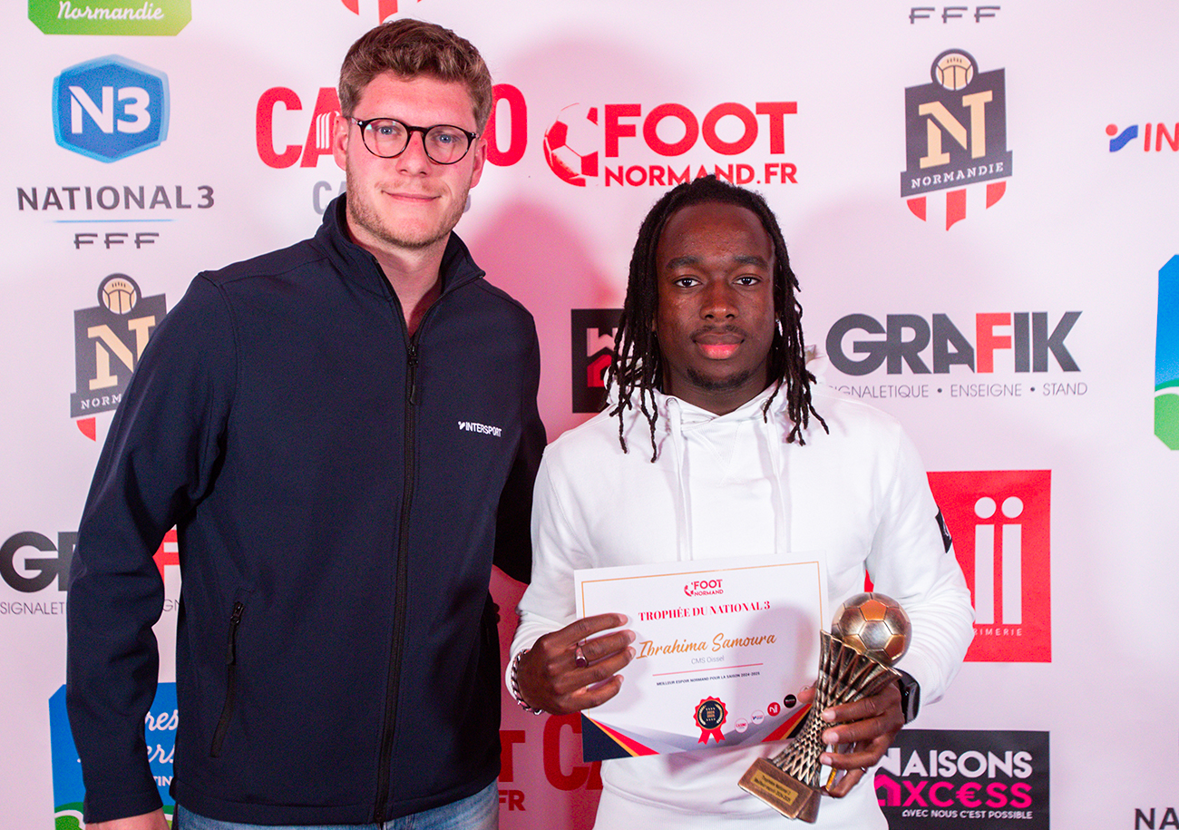 Ibrahima Samoura, ici, lors des Trophées du N3 normands où il a été élu meilleurs espoir, va défendre la saison prochaine les couleurs de QRM. ©Damien Deslandes