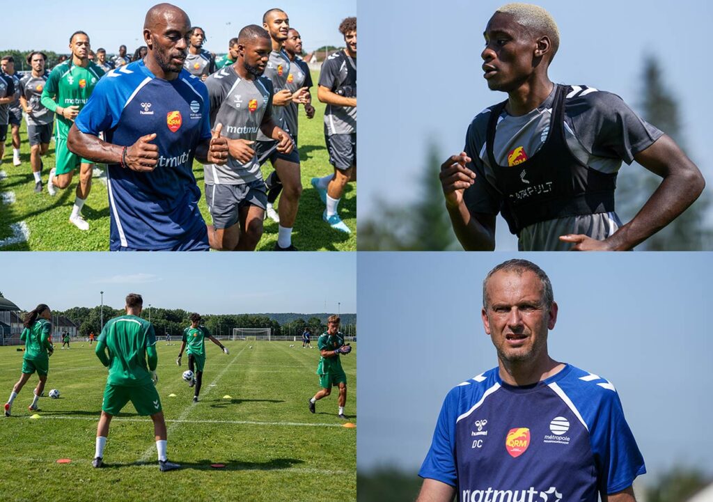 Les joueurs de David Carré ont repris avec les trois premières recrues annoncées dont Youssouf Kanouté, une dizaine de jeunes « à l'essai » et Jonathan Rivierez comme nouvel adjoint ©Raphaël Forgues / QRM