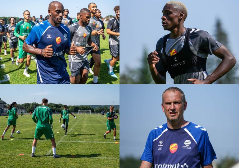 Les joueurs de David Carré ont repris avec les trois premières recrues annoncées dont Youssouf Kanouté, une dizaine de jeunes « à l'essai » et Jonathan Rivierez comme nouvel adjoint ©Raphaël Forgues / QRM