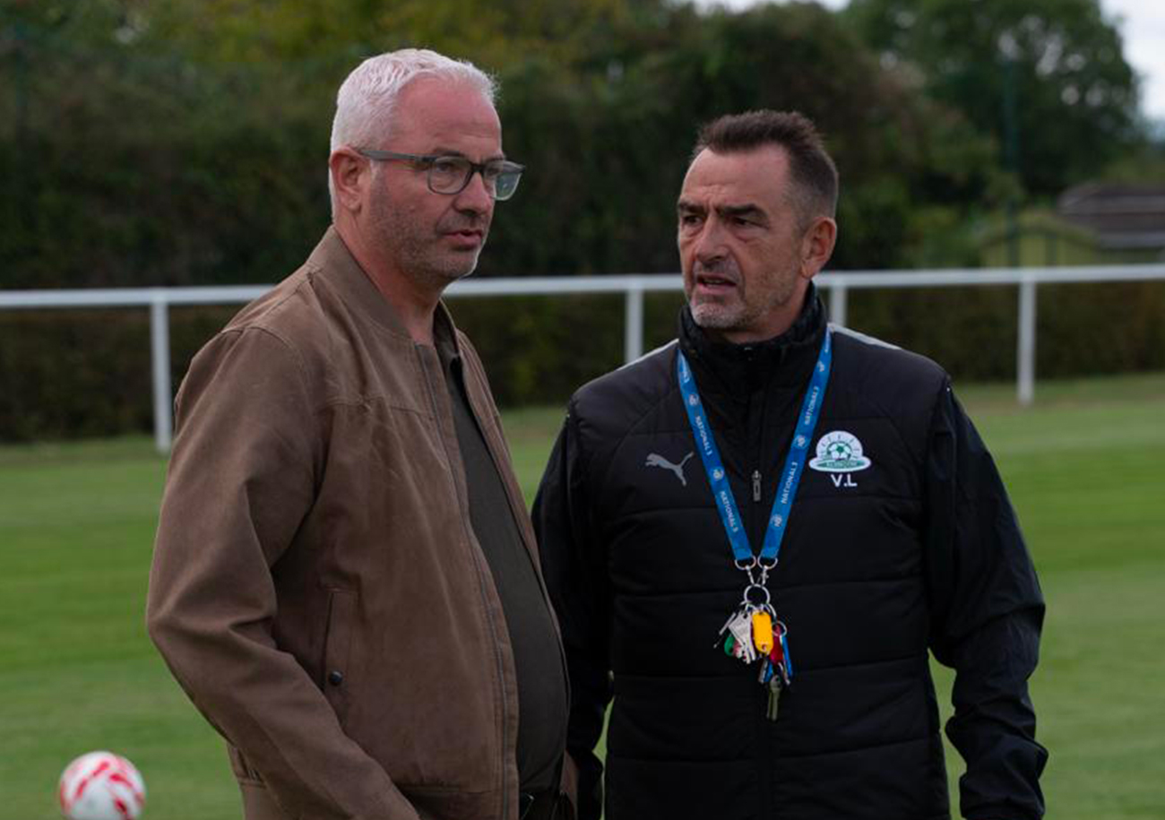 Le président Nicolas Bansard et l'entraîneur Vincent Laigneau ont attaqué leur 12e saison commune à la tête de l'US Alençon. ©Franck Bliazot - USA