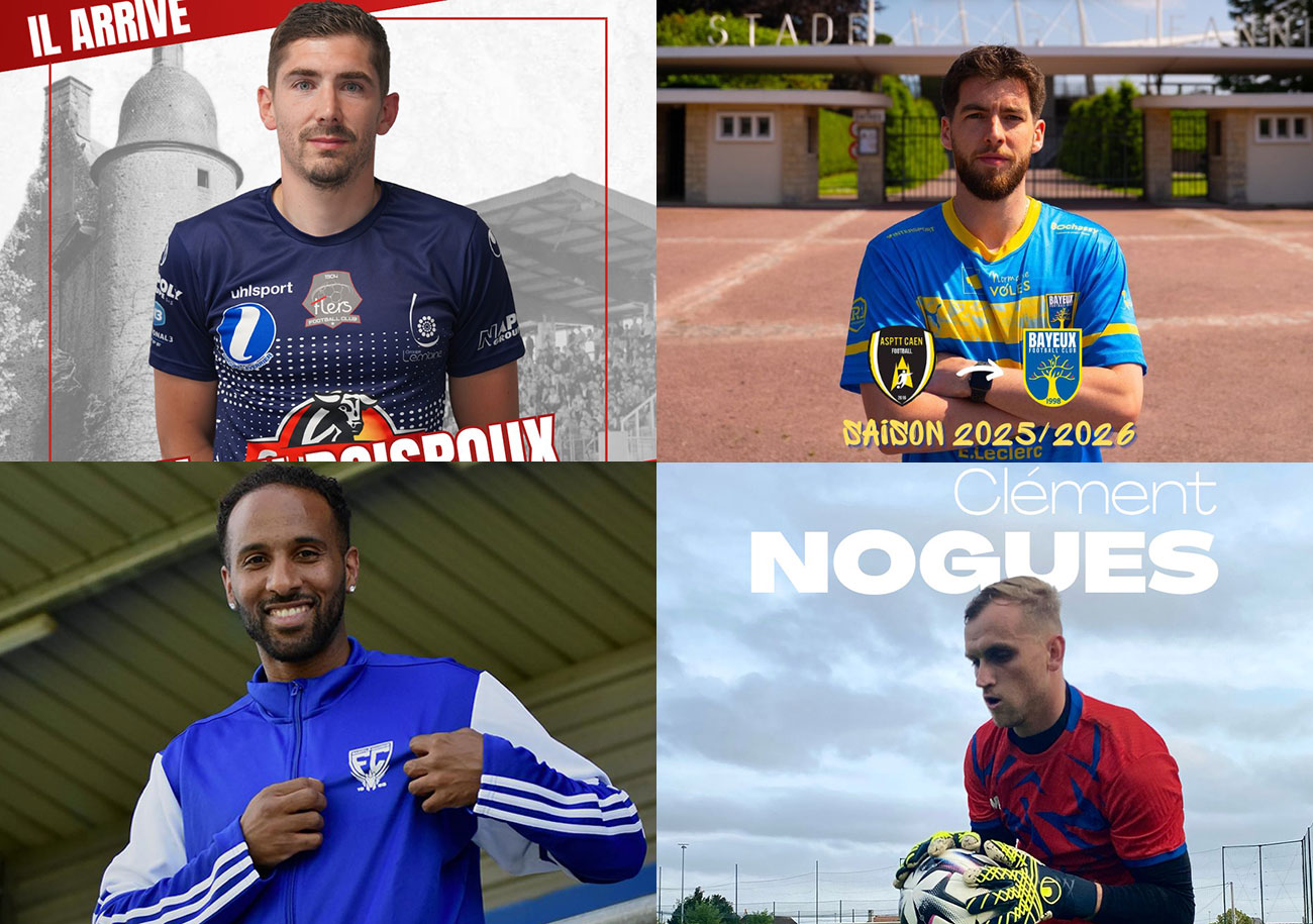 Gaëtan Boisroux au FC Flers, Théo Le Calvé au Bayeux FC, William Coulibaly au FC Saint-Lô et Clément Nogues à l'USON Mondeville font partie des principaux mouvements enregistrés dans le groupe B de R1 à l'intersaison.