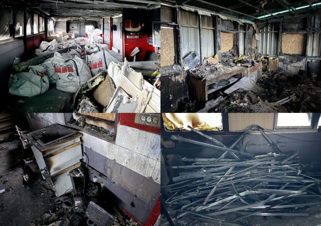 Deux mois après l’incendie d’une partie de ses locaux, La Maladrerie OmniSports a vu les premiers travaux de déblayages débuter.