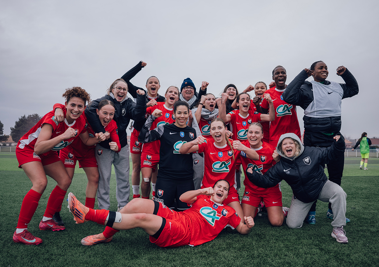 La joie des Caennaises après leur qualification au tour précédent à l'AS Châtenoy-le-Royal (2-1). ©Anthonin Cathrine / SMC
