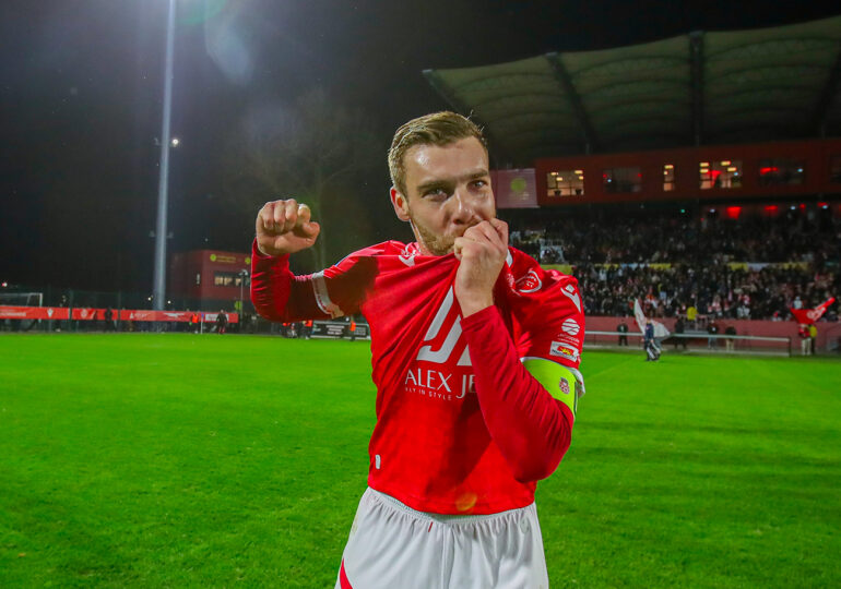 Alors que son statut de capitaine avait été remis en cause par les Rouen Fans, Clément Bassin a montré la voie au FCR en égalisant. ©Damien Deslandes / Photo d'archives