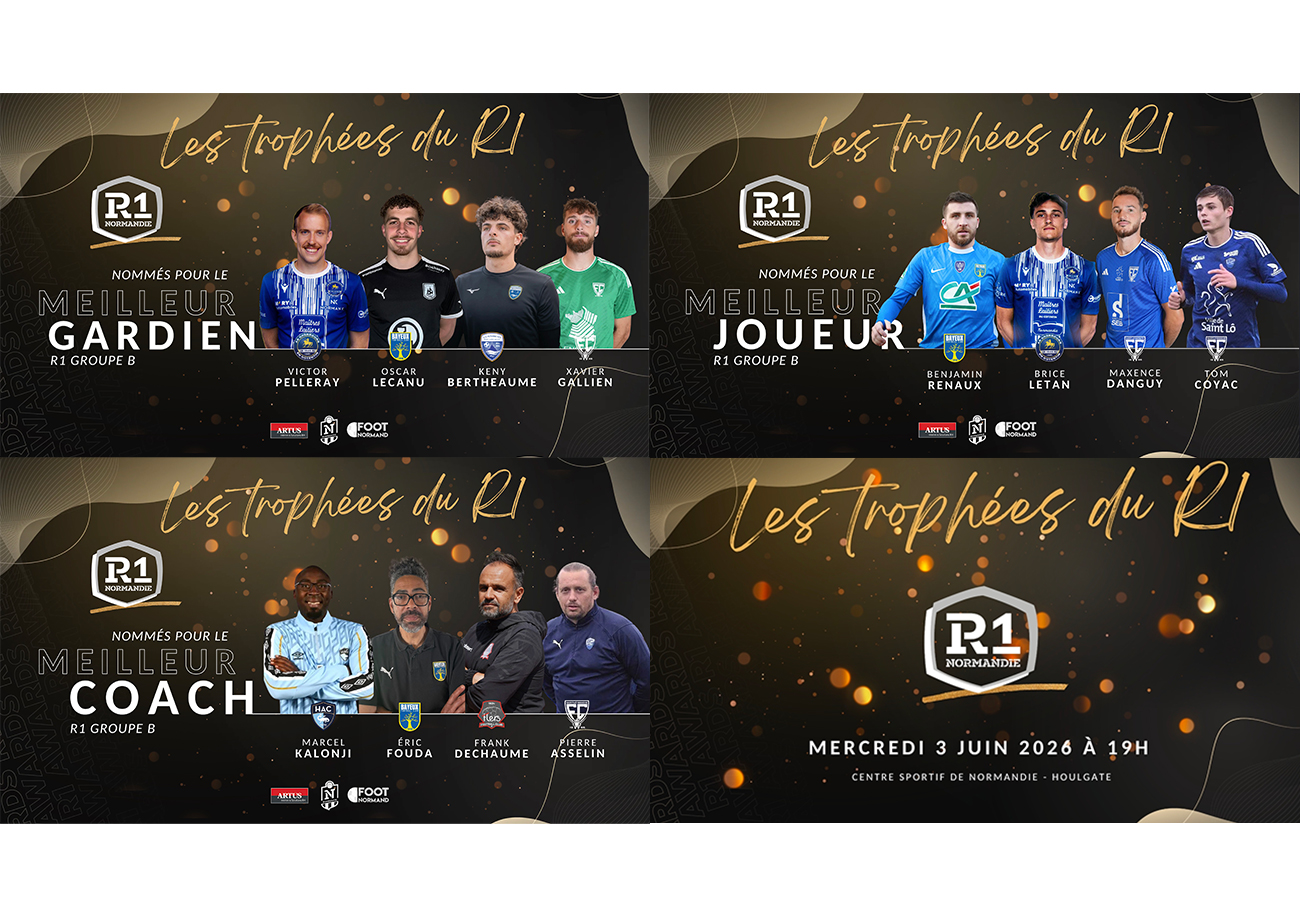 Gardiens, joueurs, coachs... Les vainqueurs des Trophées R1 pour la saison 2025-2026 seront dévoilés mercredi 3 juin, lors d'une soirée au CSN à Houlgate.