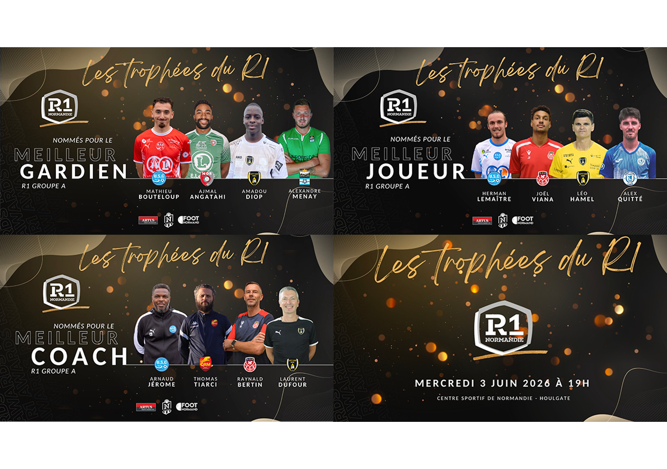 Gardiens, joueurs, coachs... Les vainqueurs des Trophées R1 pour la saison 2025-2026 seront dévoilés mercredi 3 juin, lors d'une soirée au CSN à Houlgate.